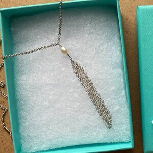 Tiffany & Co. Elsa Peretti sterling silver mesh tassel pendant necklace